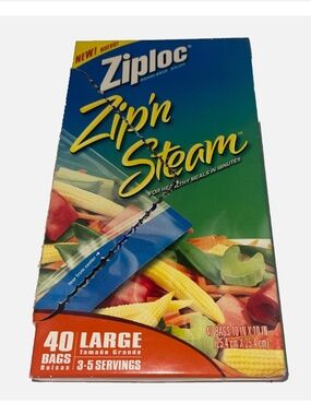 Ziploc Zip'n Steam Cooking Bags Size Large QTY 16 Open Box Discontinued 10 x 10